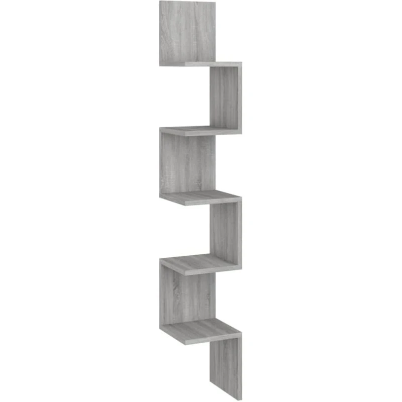 Image of VIDAXL Vidaxl - Wall Corner Shelf Grey Sonoma 20x20x127.5cm Engineered Wood 8720286932735