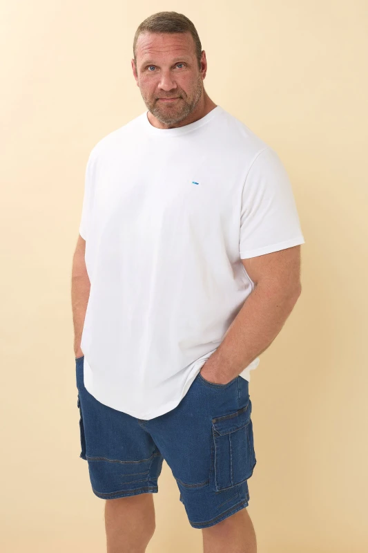 Image of BadRhino BadRhino Men Elasticated Waist Denim Cargo Shorts in Dark Indigo Size: 5-6X-Large Dark Indigo 5-6XL Male 5063589072825