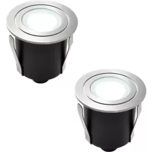 Image of 2 PACK Recessed IP67 Guide Light - 1.2W Daylight White LED - Stainless Steel