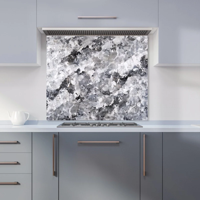 Image of Warren Reed - Designer Silver & Black Quartz Effect Kitchen Splashback in Grey Size: 900mm x 750mm Grey Unisex 900mm x 750mm