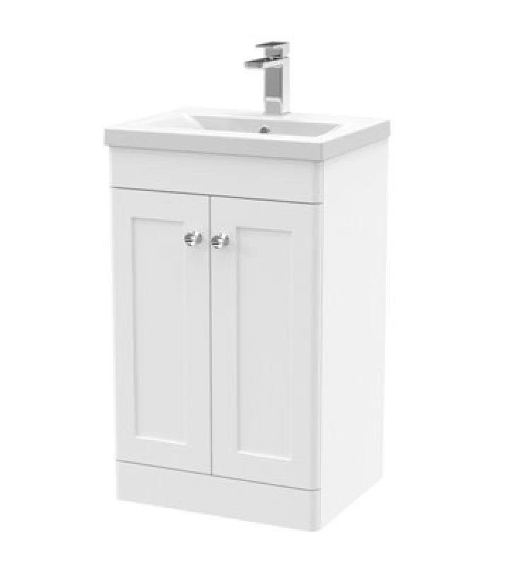 Image of nuie 500mm Floor Standing 2 Door Vanity & Basin 1 - Satin White CLC123D