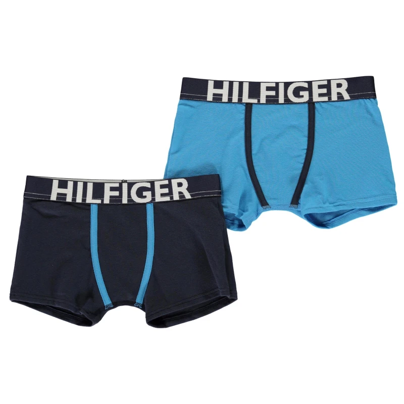 Image of Tommy Hilfiger 2 Pack Boxer Shorts - Blue Blue 6 - 7 Years