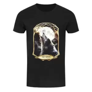 Image of Deadly Tarot Mens Obsidian The Moon T-Shirt (M) (Black)