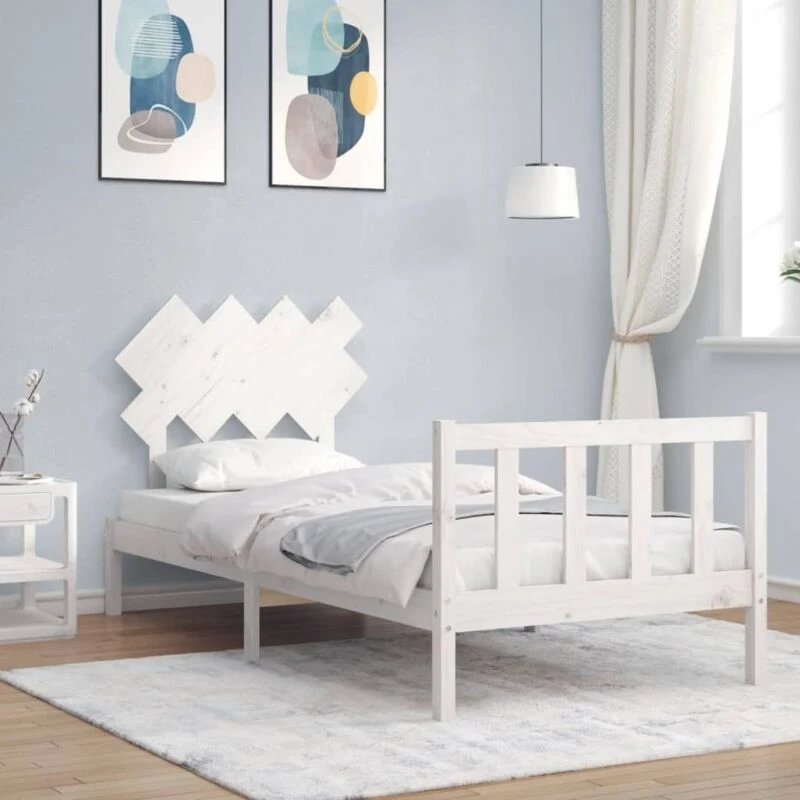 Image of VIDAXL Bed Frame without Mattress White 90x200cm Solid Wood Pine Vidaxl 3193452
