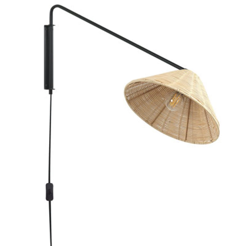 Image of Beliani Wall Lamp Palena Adjustable Rattan Natural