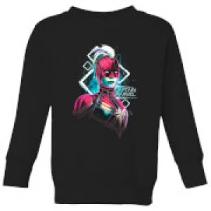 Image of Captain Marvel Neon Warrior Kids Sweatshirt - Black - 9-10 Years