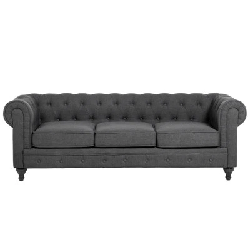 Image of Beliani Sofa 3 Seater Chesterfield Fabric Grey