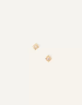 Image of Accessorize Womens 14ct Gold-Plated Crystal Star Earrings