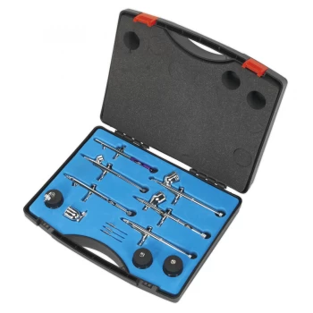 Image of Sealey AB936 Air Brush Kit 10pc Gravity/Suction Feed