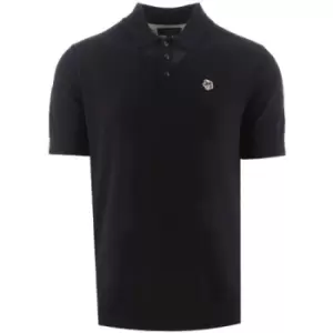Image of Ted Baker Dark Navy Haworth Short Sleeve Knitted Polo Shirt