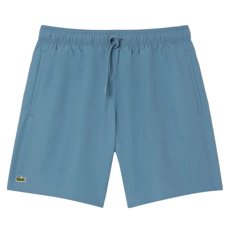 Image of Lacoste Mid-Length Monochrome Swim Trunks Blue male S