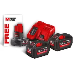 Image of Milwaukee M18 HNRG 18v Cordless Battery Charger and Twin 12ah Batteries 12ah