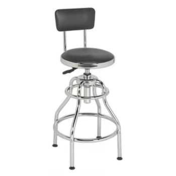 Image of Workshop Stool Pneumatic with Adjustable Height Swivel Seat & Back Rest