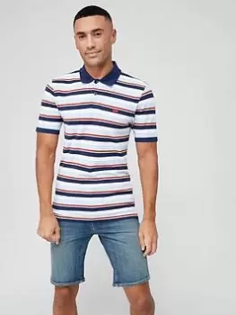 Image of Levis House Mark Logo Striped Polo Shirt - Navy, Size S, Men