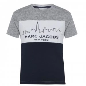 Image of Marc Jacobs Skyline Logo Block T Shirt - Navy/White V41