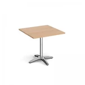 Image of Roma square dining table with 4 leg chrome base 800mm - beech