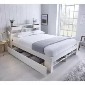 Image of Bedmaster - Fabio Wooden Bed White Double With 1 Drawer