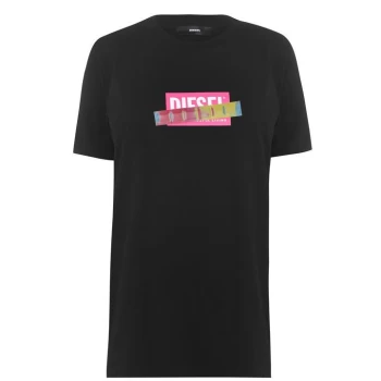 Image of Diesel Asymmetrical T Shirt - Black