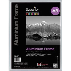 Image of Photo Frame A4 Clip Down Aluminium with Non Glass Perspex Front Back Loading 220x21x307mm Silver