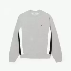 Image of Lacoste Brused Fleece Colourblock Sweater - Grey