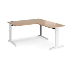 Image of Office Desk Rectangular Desk 1400mm With Return Beech Tops With White Frames TR10