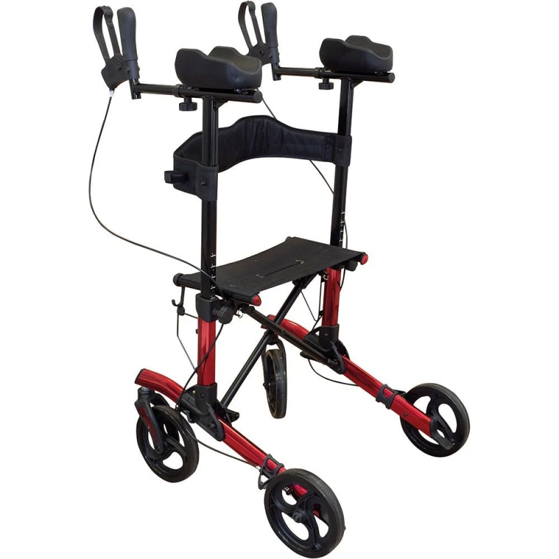 Image of Loops Red Lightweight Aluminium Forearm Rollator Mobility Aid - 136kg Weight Limit Multi