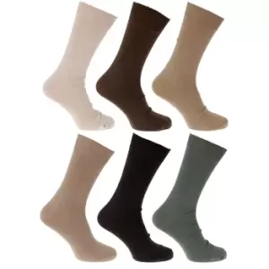Image of Mens 100% Cotton Plain Work/Casual Socks (Pack Of 6) (UK Shoe 6-11, EUR 39-45) (Brown/Beige/Olive)