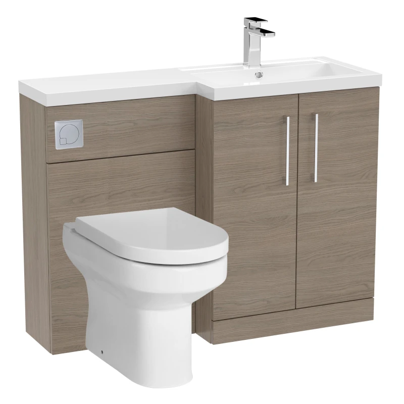 Image of Balterley Floor Standing Vanity Basin WC Unit Pan Seat Cistern Right Hand Brown