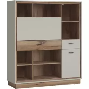 Image of Rivero Bookcase with Fold out Desk in Grey and Oak