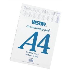 Image of Vestry Accountants Pad 8 Audit Column 80 Leaf A4
