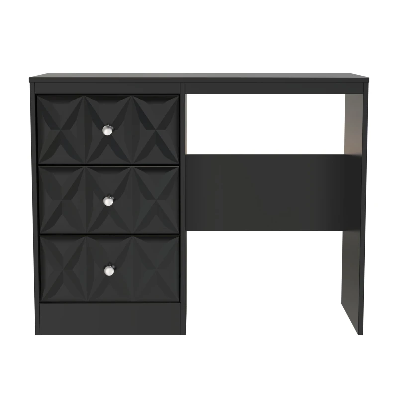Image of Genoa Ready Assembled Matt Black 3 Drawer Dressing Table (H)756mm (W)969mm (D)395mm
