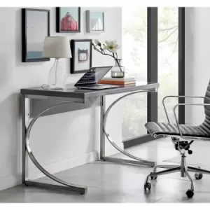 Image of Furniture Box Valencia Grey High Gloss Chrome Modern Office Desk Home Working 120Cm
