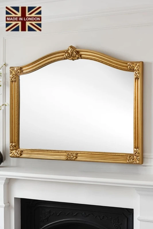 Image of Yearn Mirrors Classic Arched Mantle Mirror Gold 130(w)x89cm(h) Gold