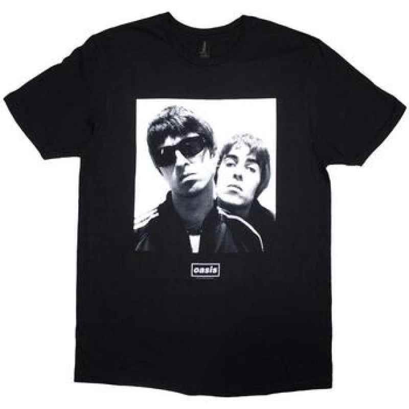 Image of Oasis Oasis Men Noel & Liam Photograph Square T-Shirt in Black Size: Small Black S Male 5063574421577