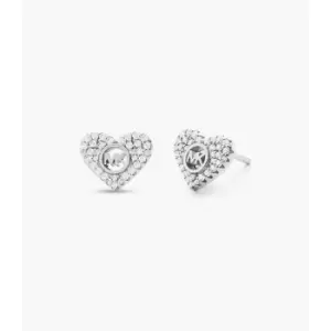 Image of Michael Kors Womens Sterling Pav Heart Stud Earring - Silver