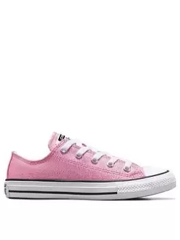 Image of Converse Chuck Taylor All Star Younger Girls Glitter Ox Trainers, Pink, Size 11 Younger