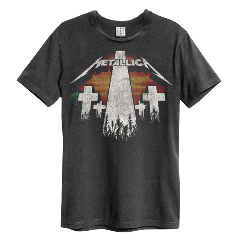 Image of Amplified Amplified Men Master Of Puppets Revamp Metallica T-Shirt in Charcoal Size: Small Charcoal S Male 5059699797383