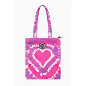 Image of Heart Hippy Tie Dye Tote Bag (One Size) (Pink/Purple/White) - Pink/Purple/White - Hype