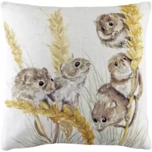 Image of Evans Lichfield Woodland Field Mouse Cushion Cover (One Size) (Brown/Yellow/Off White)