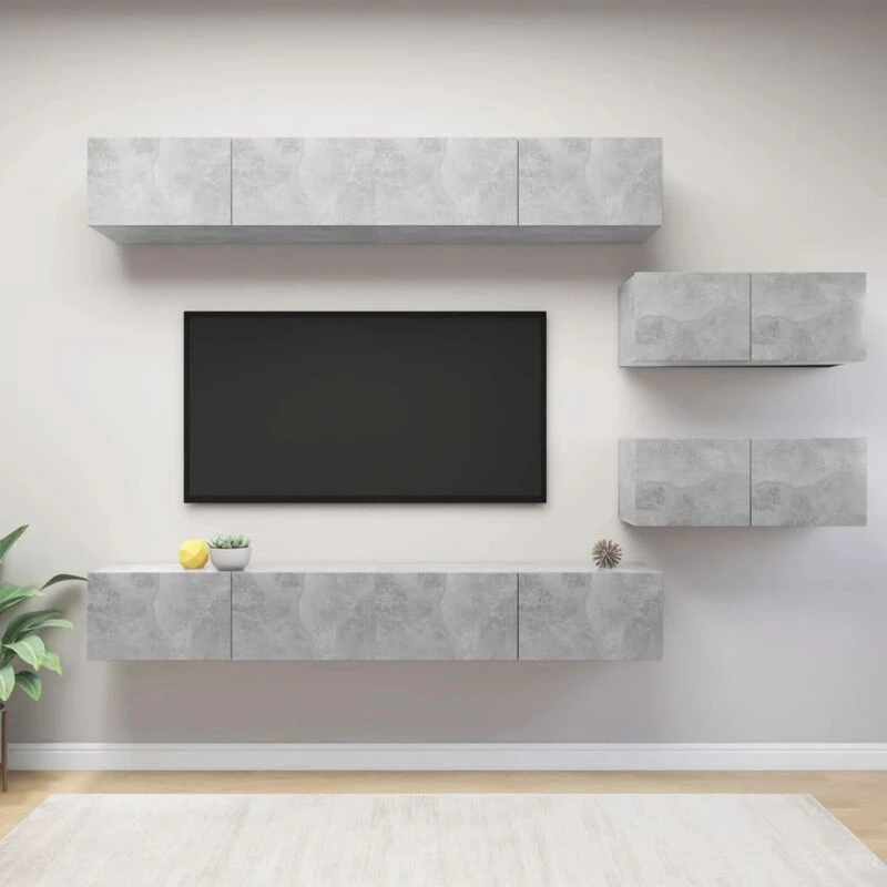 Image of VIDAXL Vidaxl - 6 Piece tv Cabinet Set Concrete Grey Engineered Wood 8720286574416