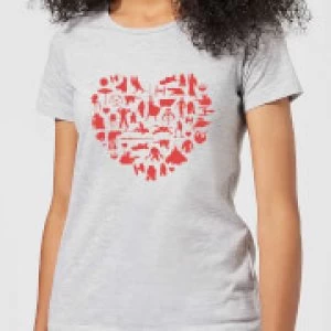 Image of Star Wars Valentine's Heart Montage Womens T-Shirt - Grey - M