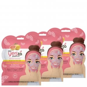 Image of yes to Grapefruit Vitamin C Glow-Boosting Bubbling Paper Single Use Mask (Pack of 3)