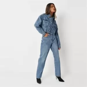 Image of Missguided Wash Dad Jean Co Ord - Blue