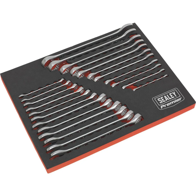 Image of Loops 23pc Slim Handled Combination Spanner Set 12 Point Metric & Imperial Head Wrench Multi