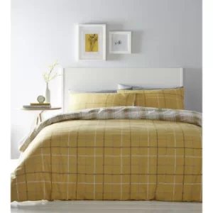 Image of Portfolio Skye Check Ochre King Size Duvet Cover Set Quilt Bedding Bed Set