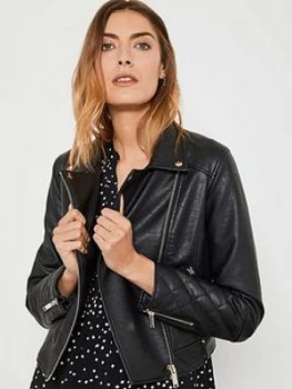 Image of Mint Velvet Mint Velvet Black Faux Leather Jacket