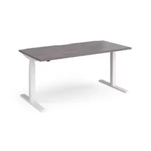 Image of Dams Elev8 Touch straight sit-stand desk 1600mm x 800mm - white frame, grey oak