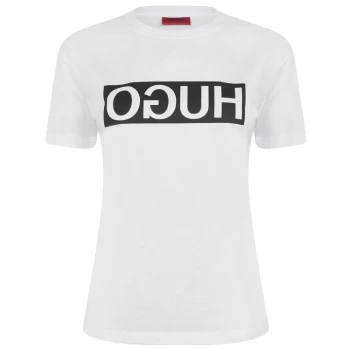 Image of HUGO Demali Reverse Logo T Shirt - White