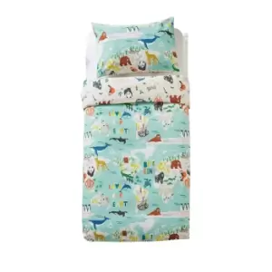 Image of Little Furn Childrens/Kids Love Our Earth Duvet Cover Set (Single) (Blue)
