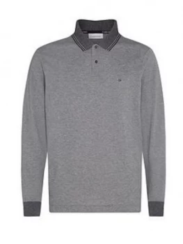 Image of Calvin Klein Recycled Long Sleeve Polo Shirt - Grey